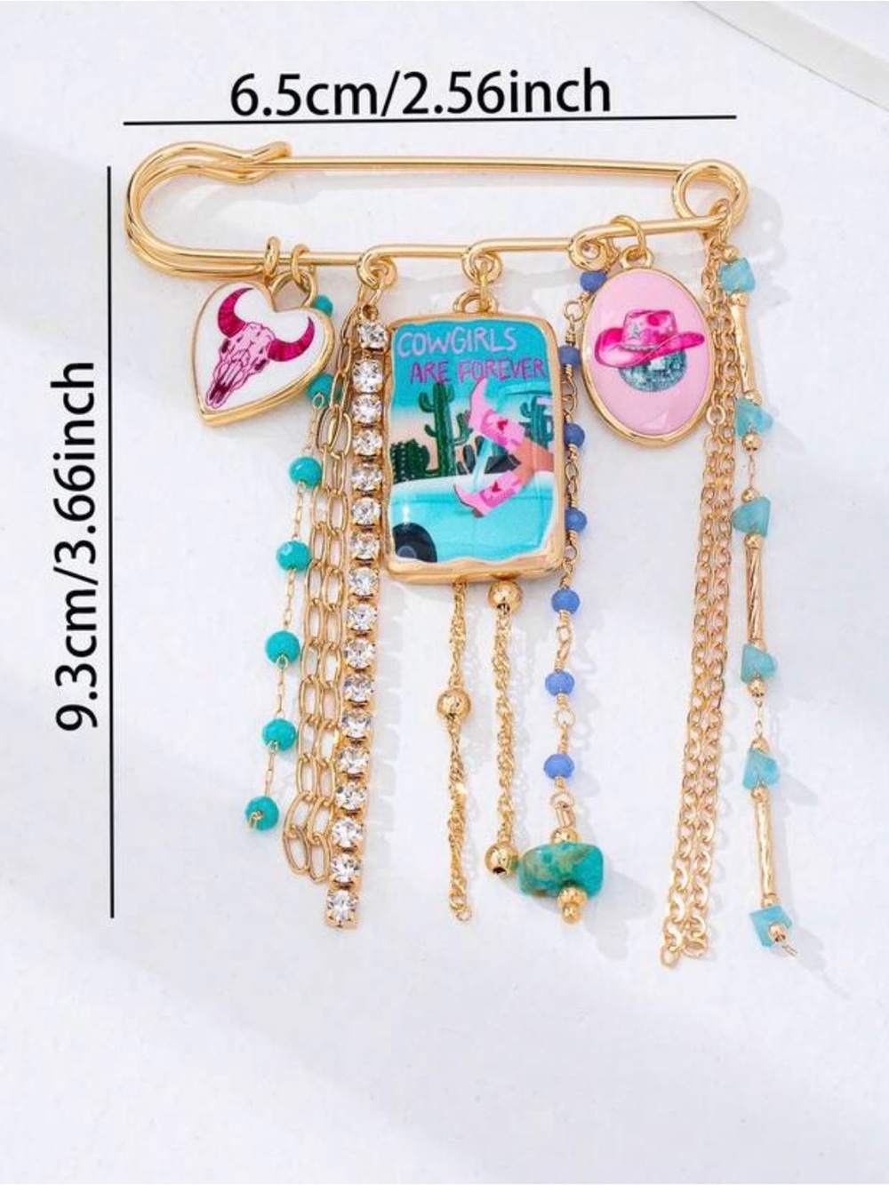 Cowgirls Are Forever Western Charm Pin Brooch - Picture 3 of 4